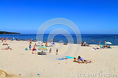 People on the shore of the Baltic Sea Editorial Stock Photo